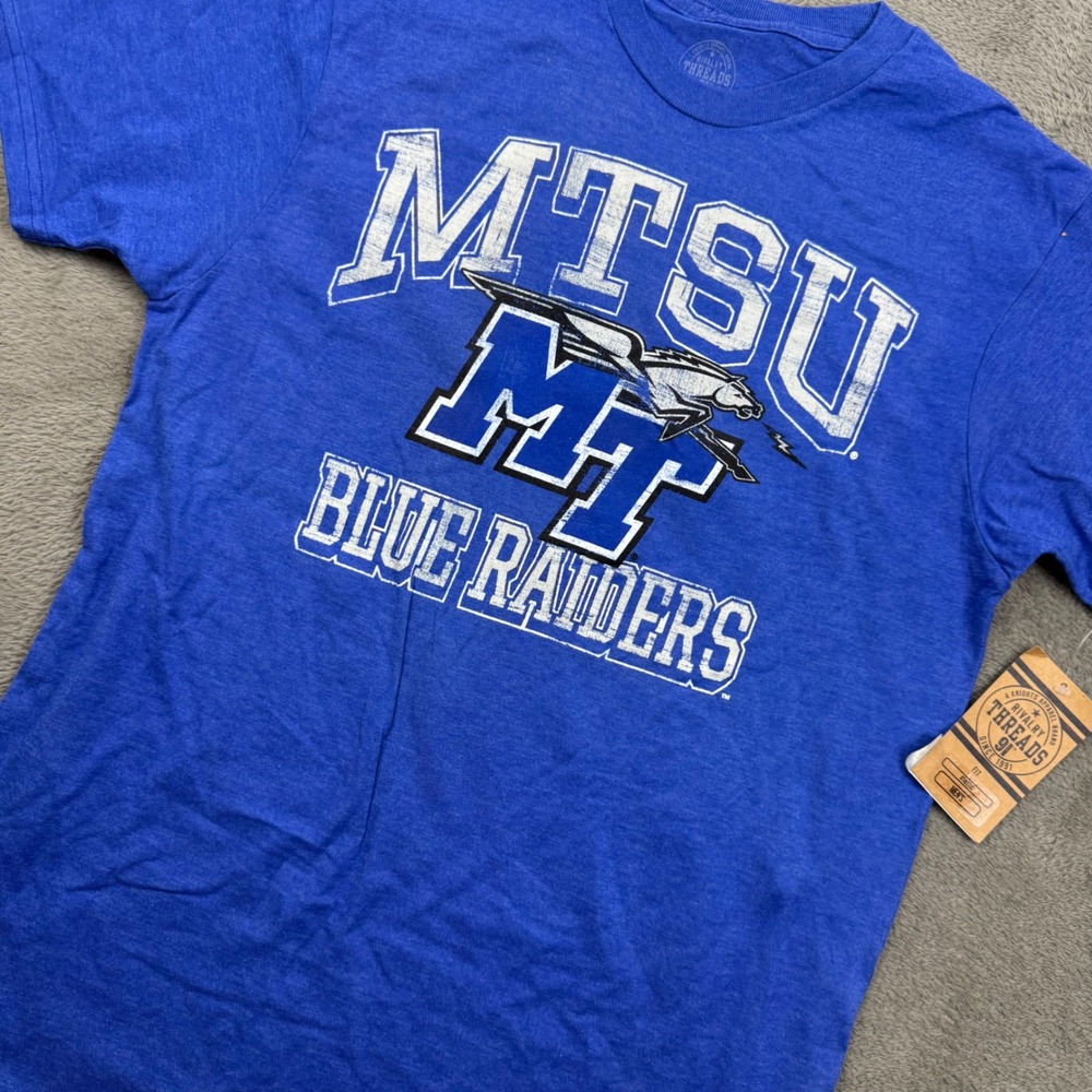 Rivalry Threads MTSU Blue Raiders T-Shirt Mens M Blue New Athletic Fit Graphic